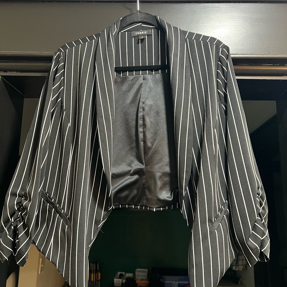 Torrid Black and White Pinstripe Blazer